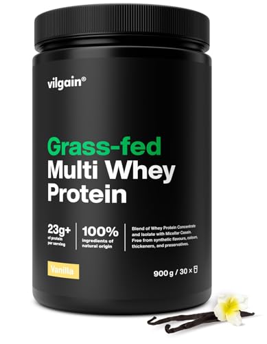 Amazon.co.uk Vilgain Grass-Fed Multi Whey Protein Vanilla 900 g| 3 Protein Sources for Extended Release | Digestive Enzyme Complex | Natural Stevia Sweetened Shake | Low Sugar & Fat | 23g Protein #ad #ad
