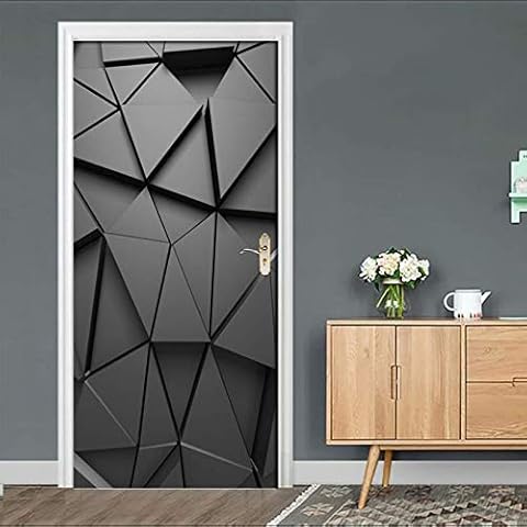 ruoxin312 Door Sticker 3D Geometric Stereo Poster Pvc Waterproof Entire Creative Stickers Door Wall Sticker Diy Mural Bedroom Home Decor 77X200Cm Cover
