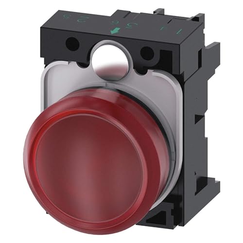 Siemens 3SU11026AA201AA0 Indicator Light Unit, 22mm, Plastic, LED 24V AC/DC, Screw Terminal, Red