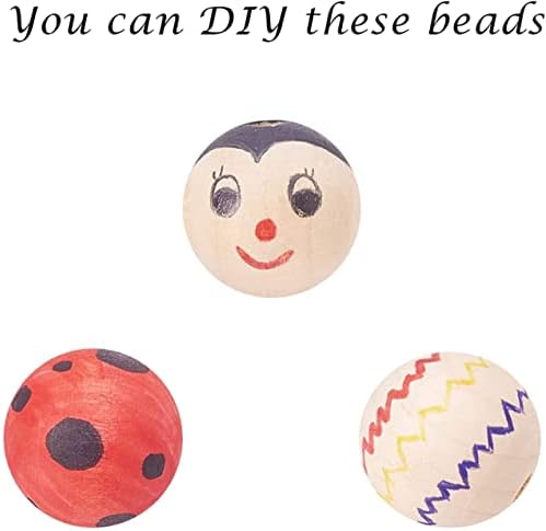 Mljtoyo 30Pcs 30mm Natural Large Round Wooden Beads Unfinished Wooden Loose Spacer Beads with Large Hole 6mm for Crafting Making,Home Farmhouse Decor,Macrame,Handwork and DIY Crafts(30mm)
