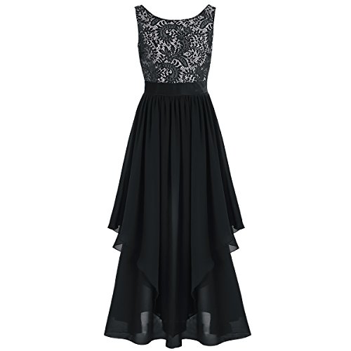Yizyif Women's Elegant Sleeveless V-Back Black Lace Bridesmaid Maxi Long Dress Black Medium #TOP2