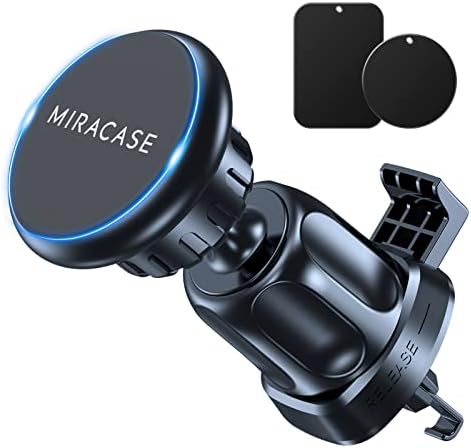 Miracase Car Phone Holder, Universal Magnetic Mobile Phone Mount [Vent Clip&Strong Magnet] Hands Free Kits Compatible with iPhone 15/14/13/12/SE/11/xr/xs/x/8/7,Samsung, Huawei ect
