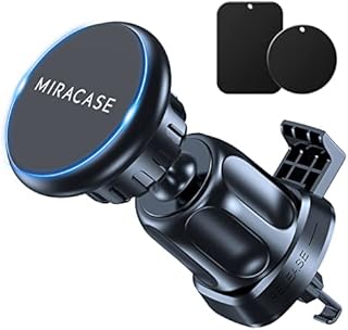 Miracase Car Phone Holder, Universal Magnetic Mobile Phone Mount [Vent Clip&Strong Magnet] Hands Free Kits Compatible with iPhone 15/14/13/12/SE/11/xr/xs/x/8/7,Samsung, Huawei ect