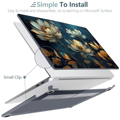 Batianda Case for 13 inch Microsoft Surface Laptop for Business 2026 & New Surface Laptop 13" 2025, Artistic Patterns Ultra-Slim Lightweight Scratch-Resistant Protective Hard Shell, Blooming Gold by Batianda - Used condition - Image 3