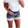 WWricotta Bermuda en Jean Femme – Taille éLastique Short D’éTé Sexy Stretch Short ÉTé Coupe Droite Mini Short en Jean Basique Short en Jean avec Poche