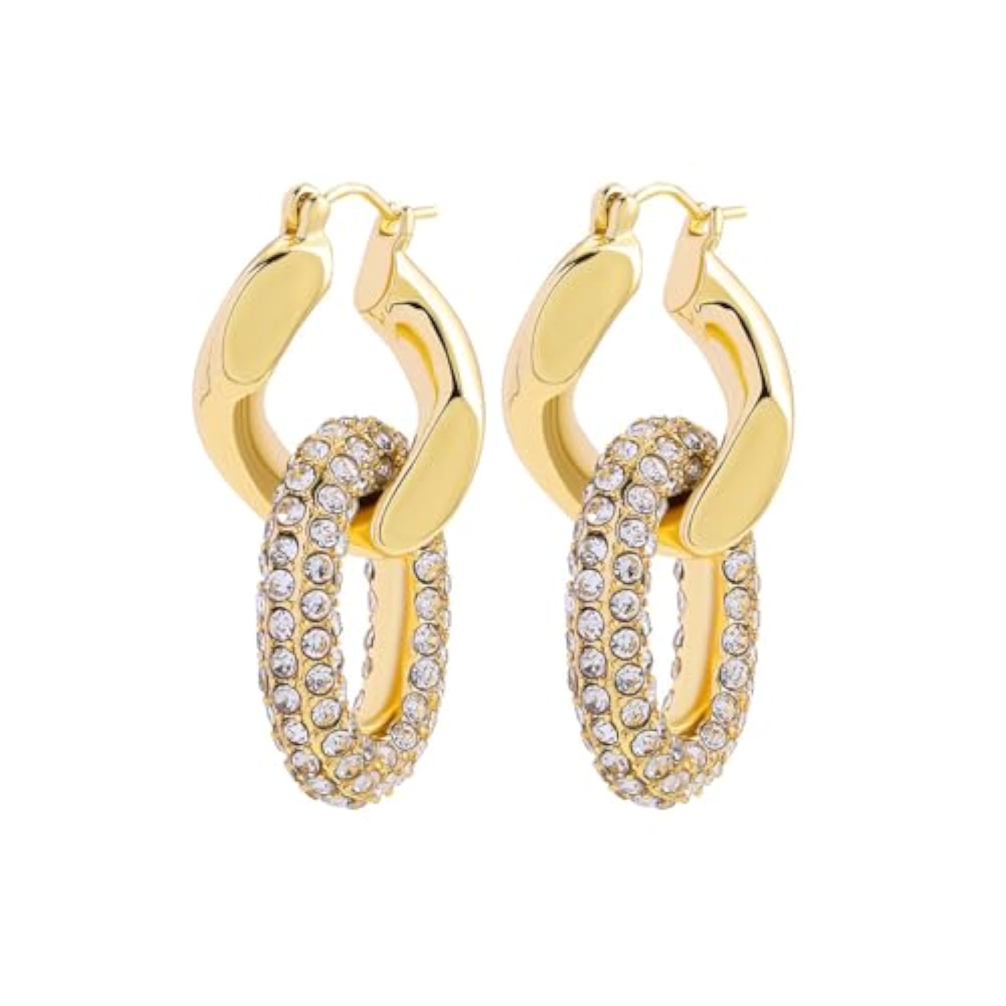Women's Double Ring Plated Circle Zircon Earrings