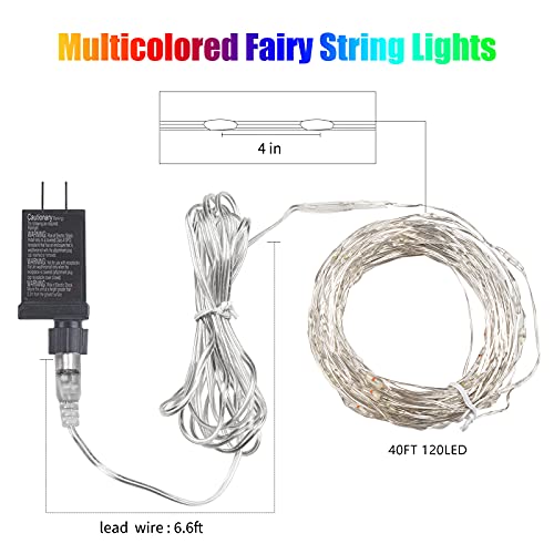 Multicolored Fairy String Lights, 40 Ft 120 Led Waterproof Starry Firefly String Lights Plug In On Silver Wire, Perfect For Crafts Diy Christmas Party Wedding Bedroom Indoor Decorations #TOP6