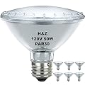 H&Z Par30 Short Neck, 6 Pack High Output Par30s Halogen 50W 120V, Par30 Dimmable Warm White 3000K, 50W Par30 Flood Light with E26 Medium Base for Recessed Trim Lighting, Track Light