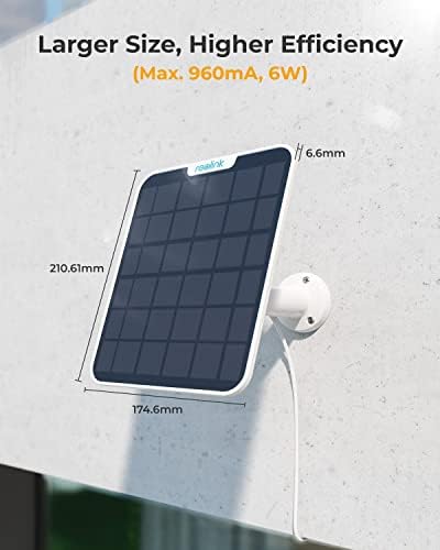 Reolink 6W Solar Panel Power Supply for Security Camera Outdoor Wireless like Argus 2E, Argus Eco, Argus PT, Argus 3 Pro, Go Plus, Go PT etc, 360° Adjustable Mount, 4 Meter Cable, Weatherproof, White