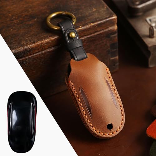 Coque de clé en cuir pour Tesla Model Y Model 3 | Protection clé télécommande auto