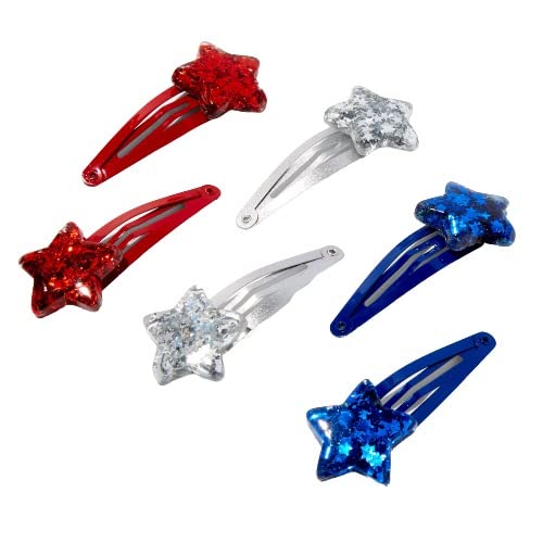 Claire's Red, White, & Confetti Stars Snap Hair Clips - 6 Clips, 2 Of Red, White And Blue #TOP22