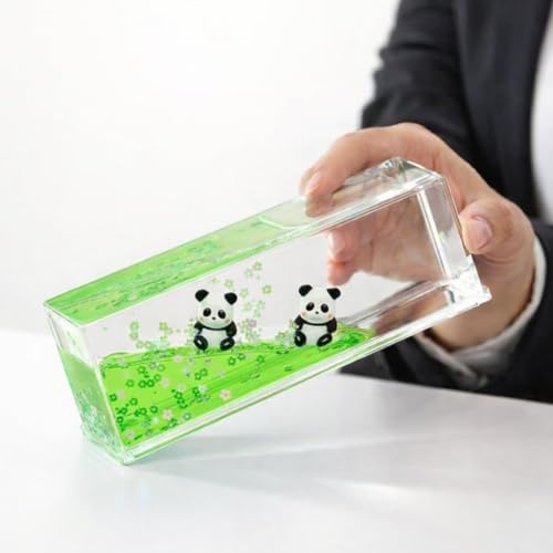 Image of Kawaii Panda Liquid Motion Paperweight with Floating Glitter, Unsinkable Fluid Sensory Desk Toy, Decorative Stress Relief Accessory for Office, Study, Kids & Adults (Panda Floating Liquid Sensory)