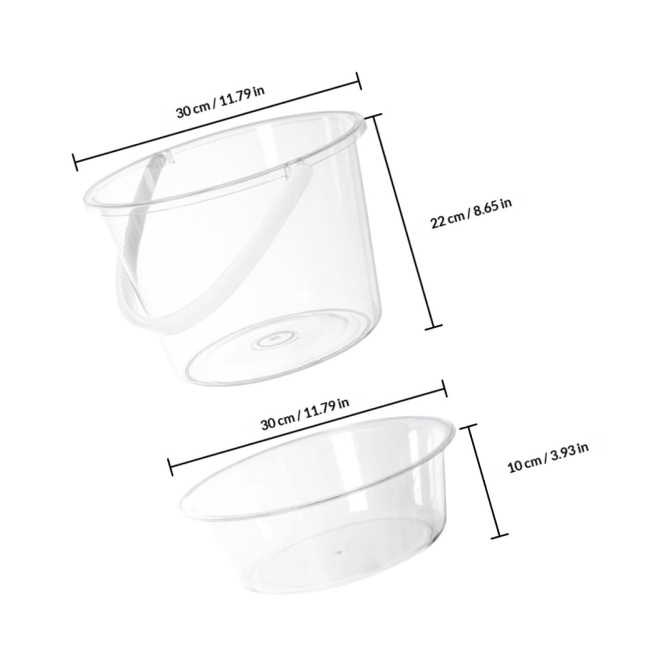 Cubo Transparente Tapa 2 Piezas para Limpieza Doméstica, Lavabo Facial y Baño, Cubo de Plástico Resistente Asa para Lavar Pies y Ropa, Organizador Multifuncional para Hogar