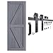 FREDBECK 32in x 84in Gray Wood Barn Door Slab with 5.5ft (66inch) Barn Door Hardware Track Kit Included, Double Surfaces,Simple Assembly is Required,K-Frame,Grey