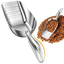 Aosnare Stainless Steel Dog Food Scoop 1 Cup, Metal Pet Food Scoop With Measuring Lines (Cup/Ml), Dog Food Measuring Scoop For Dogs, Cats, And Kitchen Use, Dishwasher Safe