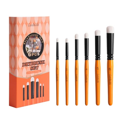 lenbicki - lenbicki 6PCS Dry Brush Paint Brushes Set Artist Gifts Professional Detail Craft Paintbrushes for Miniatures, Models, Figurines