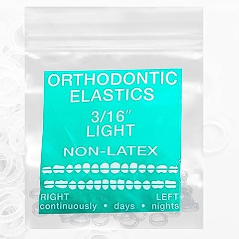 Clear Non-Latex 100 counts, Intraoral Elastic Bands Orthodontic Elastics Dental Rubber Bands Made in US Light 3/16'', Clear Cover