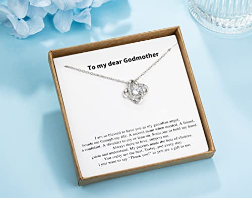 Godmother Gifts from Goddaughter&Godson Godmother Necklace Sterling Silver Rhinestone Knot Necklace for Godmom Birthday Gifts Christmas Gift4