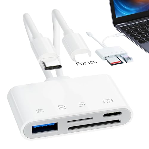 Lector de tarjetas flash TF de alta velocidad, Lector de tarjetas de memoria 4 en 2 - Adaptador de teléfono móvil tipo C de 4 agujeros,Visor de tarjetas de memoria plug and