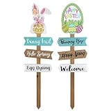 Easter Decorations Outdoor Garden Decor, hogardeck 2 Pcs 36 Inch Wood Decorative Garden Stake with F