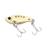 LIZHOUMIL 3D Eyes Metal VIB Señuelo de pesca Bass Crankbait de pesca, hoja giratoria dorada