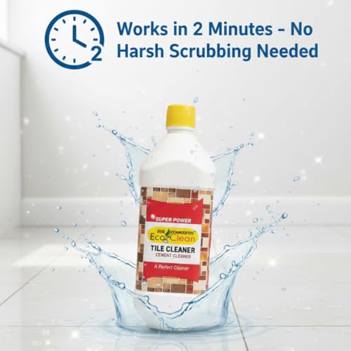 Image of Ecoclean Tiles Cleaning Liquid Strong 500ML for Home and Bathroom | Wall Tiles Cleaning Solution, Hard Water Stain Remover, Citrus Smell, Grout Cleaner, Ceramic & Vitrified Tiles