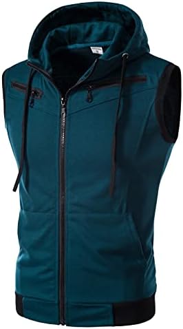 Mens Lightweight Hooded Vest Solid Zipper Waistcoat Warm Outdoor Sleeveless Jacket for Hiking Travel Running(Dark Blue,3X-Large)