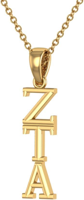 – Zeta Tau Alpha Sorority Gold Plated Sterling Silver Pendant with 18” Chain – Sterling Silver Necklace with Pendant for Gifting
