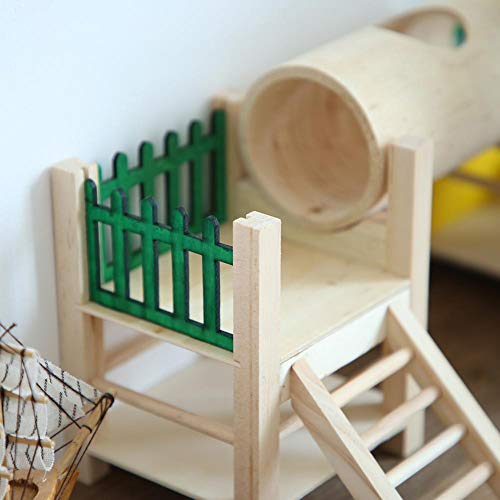 Hamster Houses And Hideouts, Rat Playground Activity Platform Villa With Tube Tunnel Climbing Ladder Natural Wooden Toys Fences And Roofs For Dwarf Mouse, Gerbil,Sugar Glider Or Other Small Animals #TOP15