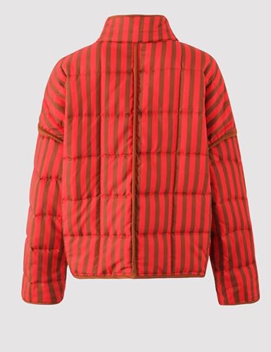 InterNos Red Striped Quilted Jacket - Cozy Puffer Cardigan with Pockets for Women (Size Large) - Image 5
