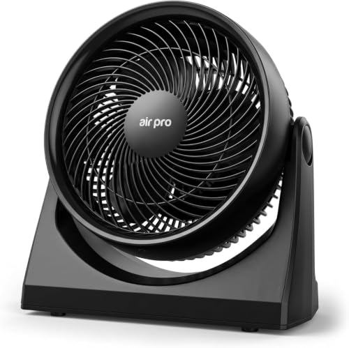 Image of LGBBTI 10" Desk Fan Turbo Air Circulator Wide Angle Adjustable Tilt Head 3 Speeds Quiet Powerful Airflow Compact Table Fan for Bedroom Office Home Use Energy Efficient, Black, 10"