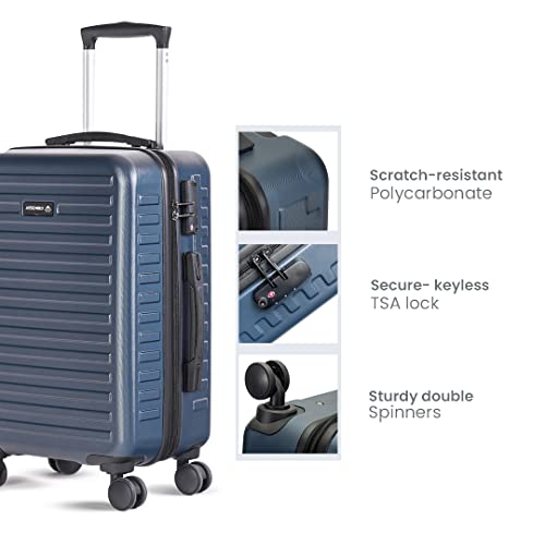 Image of THE ASSEMBLY Hard-Sided Medium Check In 24 Inches & Cabin Luggage 20 Inches Polycarbonate Set Of 2 - Premium Trolley Bags With Spinner Wheels- Blue, 75 CM Assorted