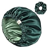 YANIBEST Adjustable Satin Bonnet Double Layer Hair Bonnet for Sleeping Bonnets for Women Hats Curly Natural Hair, Sage