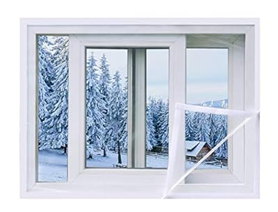 47 x 59 inch Window Insulation Film Kit for Winter, Premium Plastic Window Film Insulator Kit with Hook & Loop Tape - Keep Cold Air Out