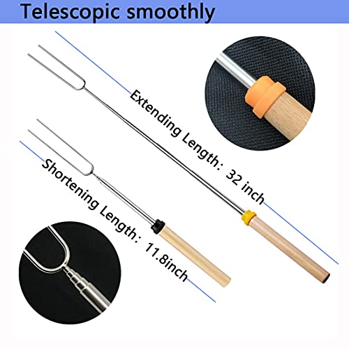 Marshmallow Roasting Sticks Long 32 Inch Yqboom 8Pcs Smores Sticks For Fire Pit Telescoping Smores Skewers With 2 Silicone Barbecue Brush Outside Camping Multicolor #TOP1