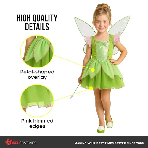 Disfraz de hada verde con alas para niñas miniatura 4
