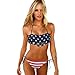 Loel® Sexy Lady Padded Athletic Two-piece USA American Flag Fringe Tassel Swimsuits (M)