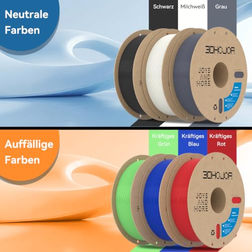 Image of 3DHoJor 6KG Bundle PLA+ Filament 1.75mm PLA 3D Printer Filament, 6 Pack 1kg(2.2lbs) Cardboard Spool, Dimensional Accuracy + /- 0.03mm, Fit Most FDM Printer (Black+Milky White+Grey+ Red+Green+Blue)