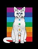 Blank Music Sheet Notebook: Music Manuscript Paper, Staff Paper, Musicians Notebook 12 Staves, 8.5 x 11, A4, 100 pages, Cat Energy Rainbow Chakra (Music Composition Books)
