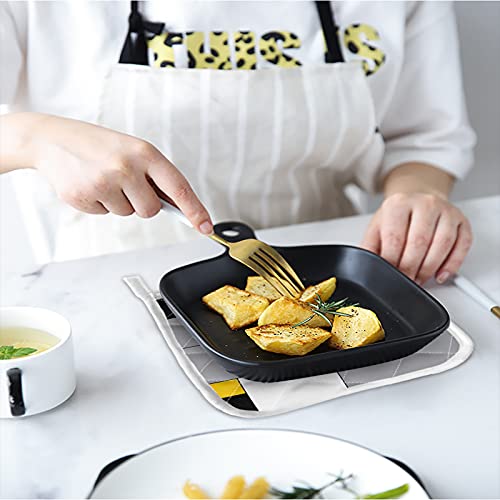 Oven Mitt Set Polyester&Cotton Glove And Pot Holder Color Block Abstract Art Yellow Black Gray 2 Pcs Anti-Skid Mitts For Kitchen Baking,Cooking #TOP3