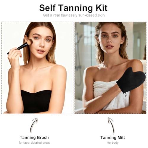 Image of Tanning Mitt Self Tanner Mitt 2 in 1 Set Self Tanning Mitt - Tanning Glove Self Tan Mitt Tanning Mitts Self Tanner Brush Self Tanner Glove for Face,Body
