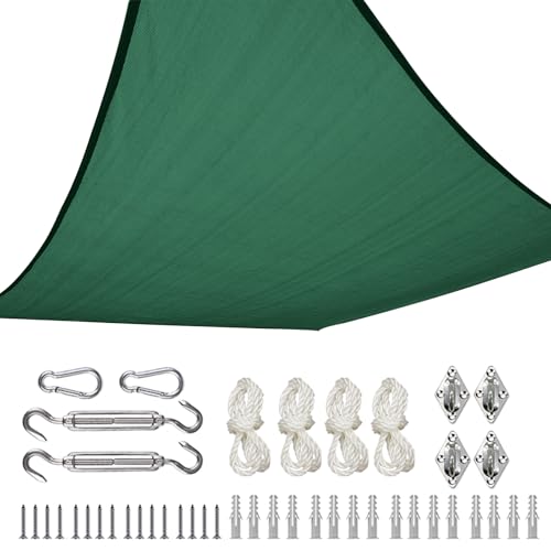 Quictent 185GSM Heavy Duty Square Sun Shade Sail Green Canopy 98% UV Block Outdoor Sunshades for Patio Garden with Hardware Kit (20 x 20 ft, Square) 2