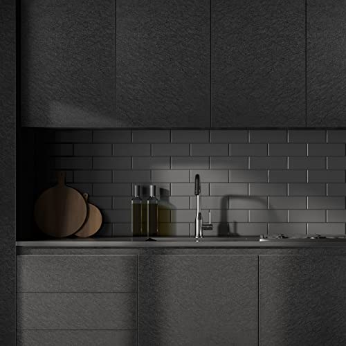 Mecpar Silk Black Wallpaper 15.7'' X 118'' Embossed Black Contact Paper Solid Black Peel And Stick Wallpaper Self Adhesive Vinyl Textured Wallpaper For Wall Kitchen Cabinet Countertop Furniture #TOP7