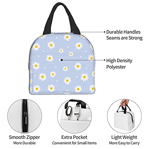 Ucsaxue Floral Insulated Lunch Bag, Tote Bag Reusable Washable Cooler Picnic Container Shopping Work School For Women Girls Daisy Purple Flower #TOP6