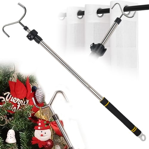 Greeily Drapery Pull Rod, Curtain Pull Rod for Curtains Drapes Telescopic Adjustable 36\" to 63\" Universal Made of Stainless Steel Material and Comfortable Sponge Handle