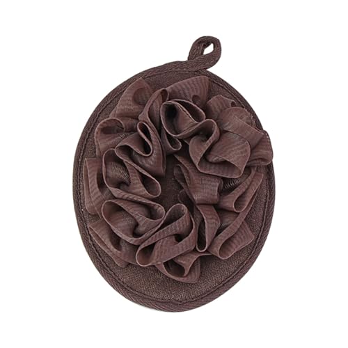 SEWACC Juego de 3 Esponjas de Baño Forma de Flor Colores Caqui Café Oscuro y Rosa Oscuro Material Duradero Suave y Cómoda Cuerda para Colgar Adecuado para Limpieza Exfoliante y