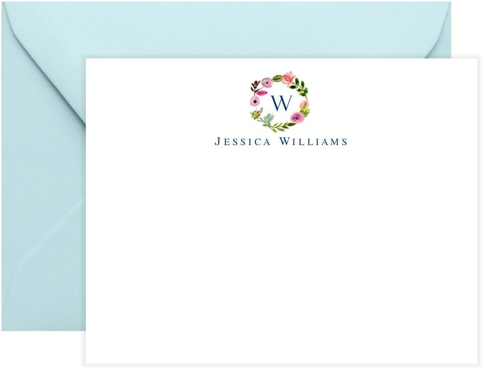 Co Personalized Stationary for Women, Floral Monogram Stationary Set,Personalized Stationery Note Cards, Thank You Cards for Women, AS-1645