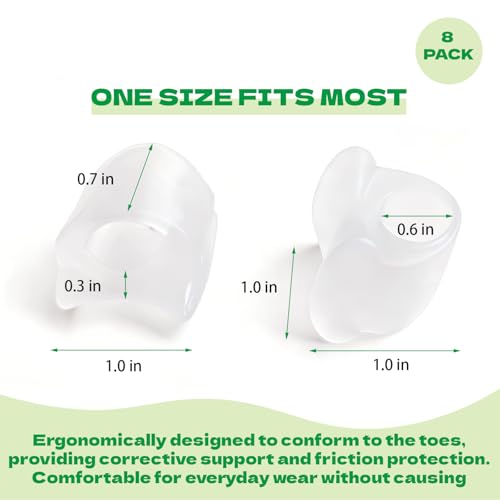 LeaOcaao Toe Separators for Women & Men, 12-Pack 1/4\" Thick Gel Toe Spacers, Bunion Corrector, for Overlapping Toes/Bunions/Big Toe Alignment/Spacer and Corrector(White)