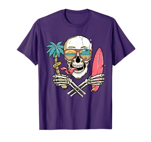 Sunshine Summer Beach Vibes Palm Trees Skull Island Tropical T-Shirt