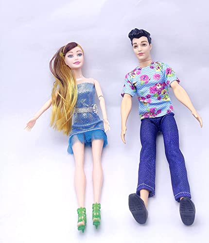 Image of Tickles Sweet Boy & Girl Couple Set of 2 Plastic Dolls for Kids Room & Home Decoration (Design May Vary Size: 30 cm)